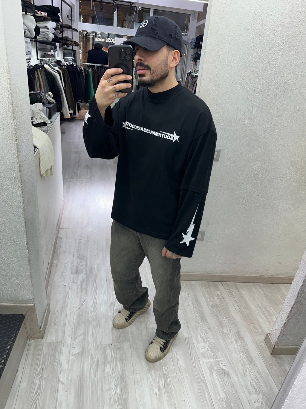 T-shirt long sleeve star black