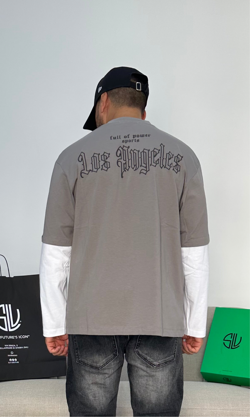 T-shirt long sleeve Los Angles grey
