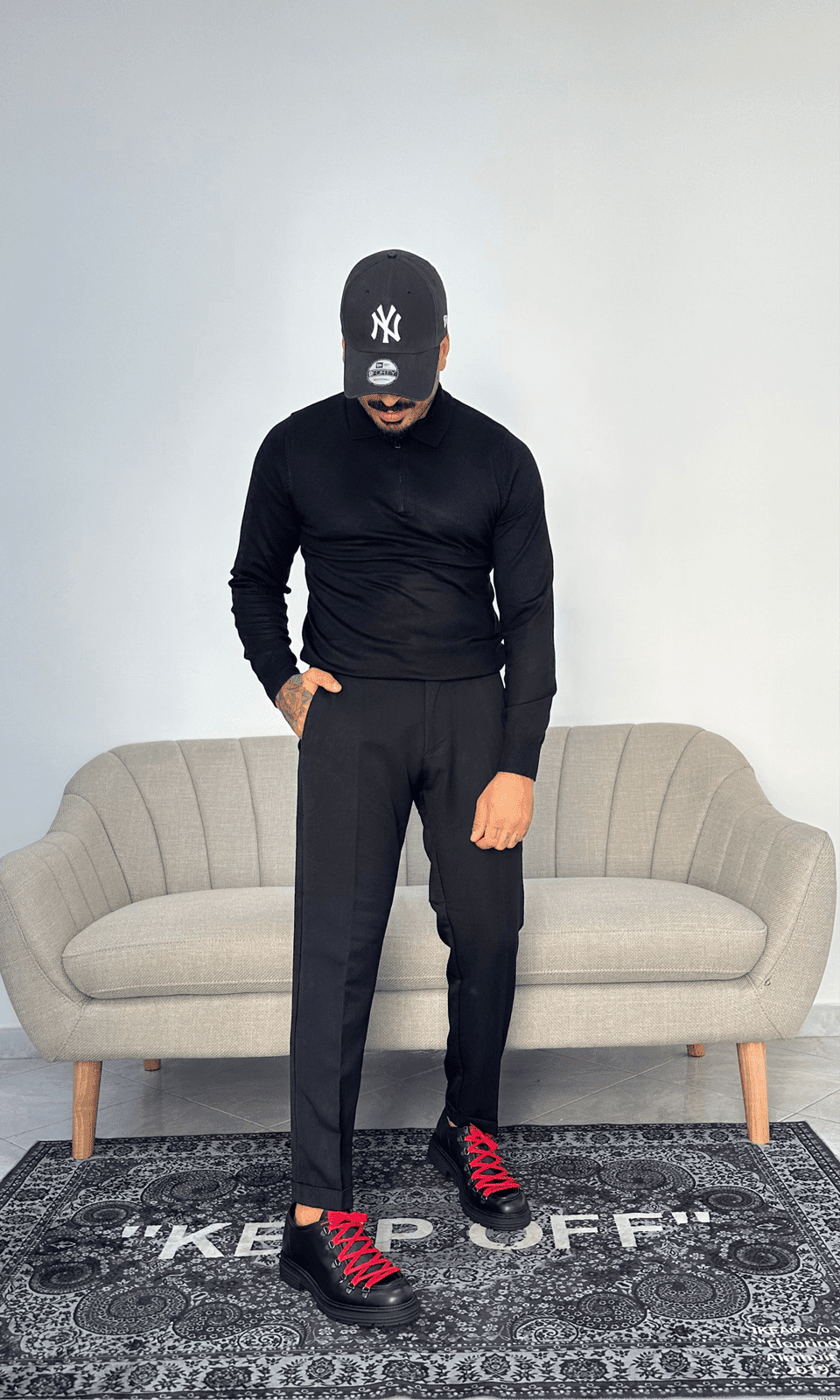 Polo in filo zip black