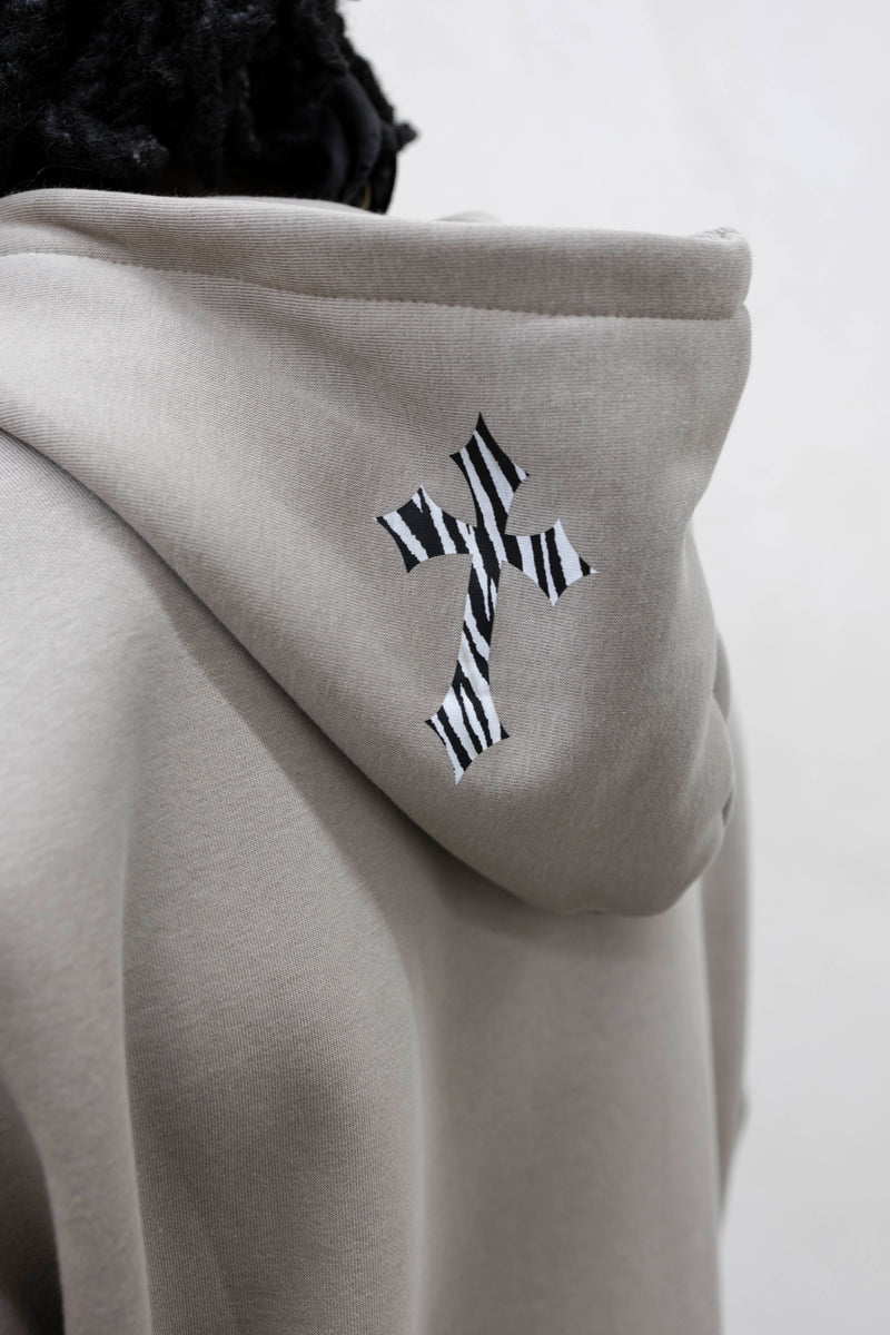 Hoodie crosses zip sabbia