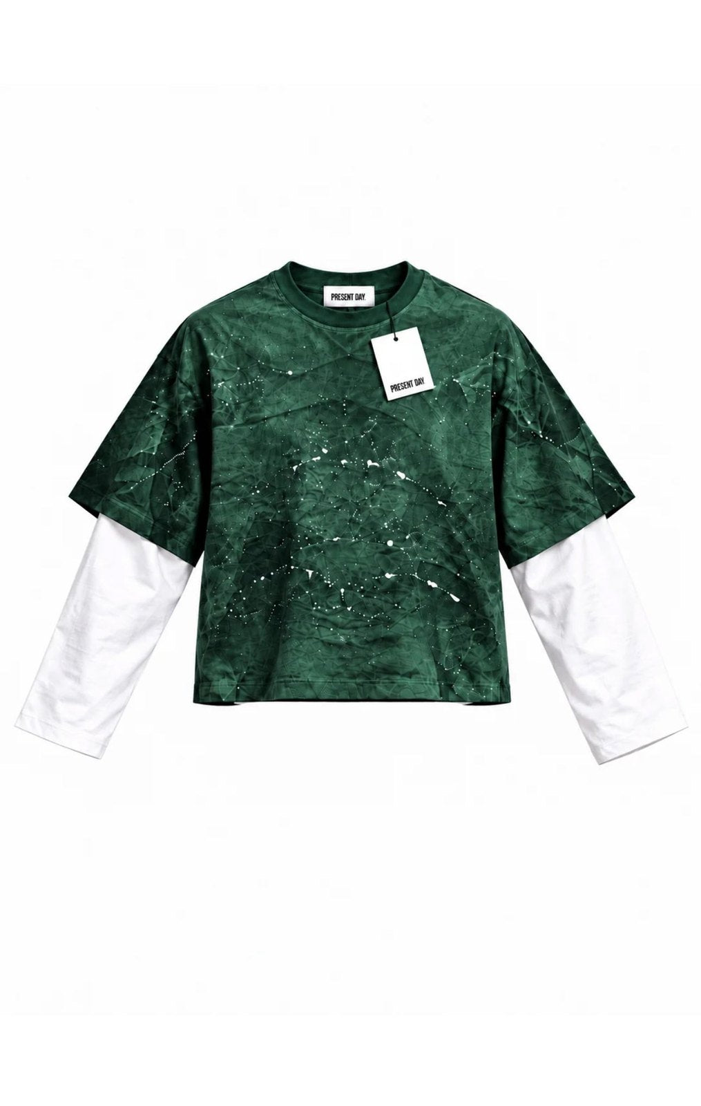 Double sleeve green wash present day