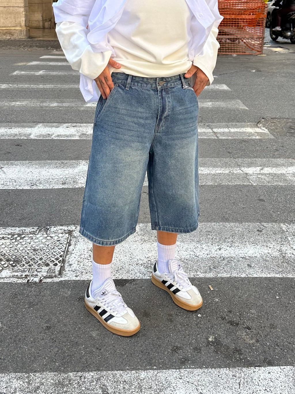 Denim jorts light blue