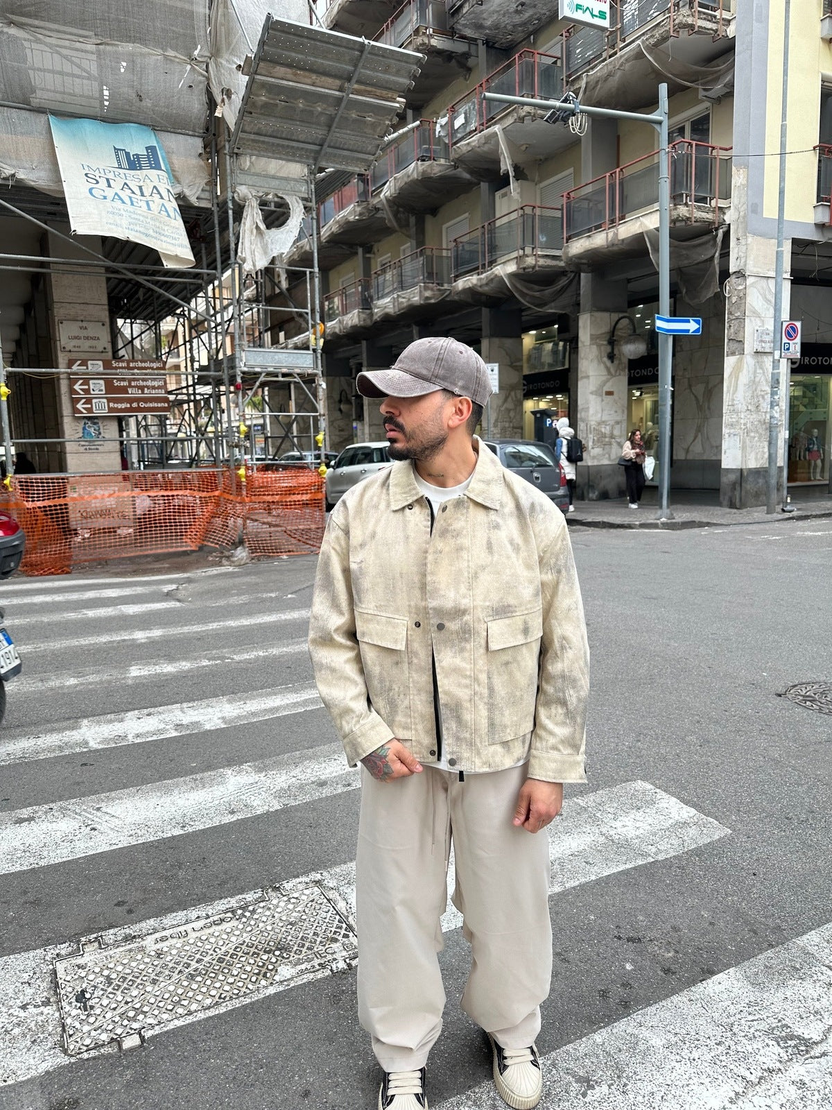 Giacca in denim beige wash