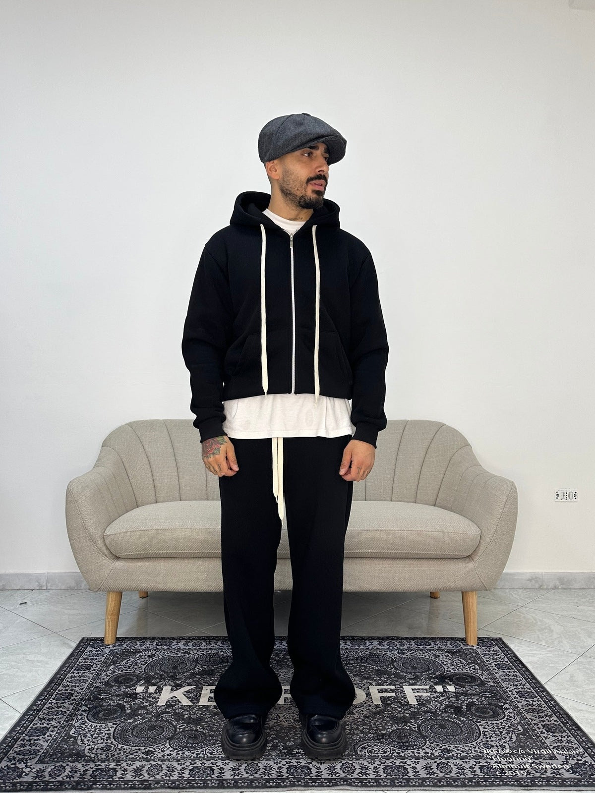 Tracksuit boxy zip black