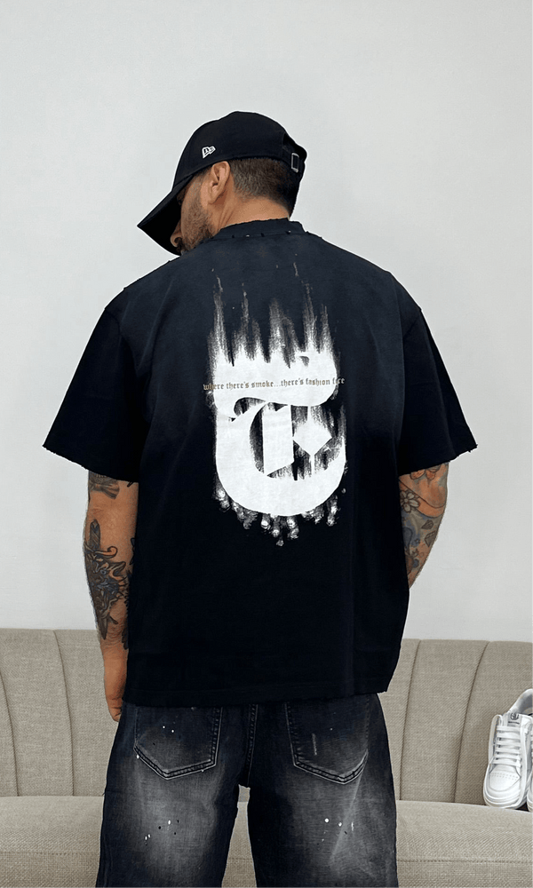 T-shirt smoke black wash