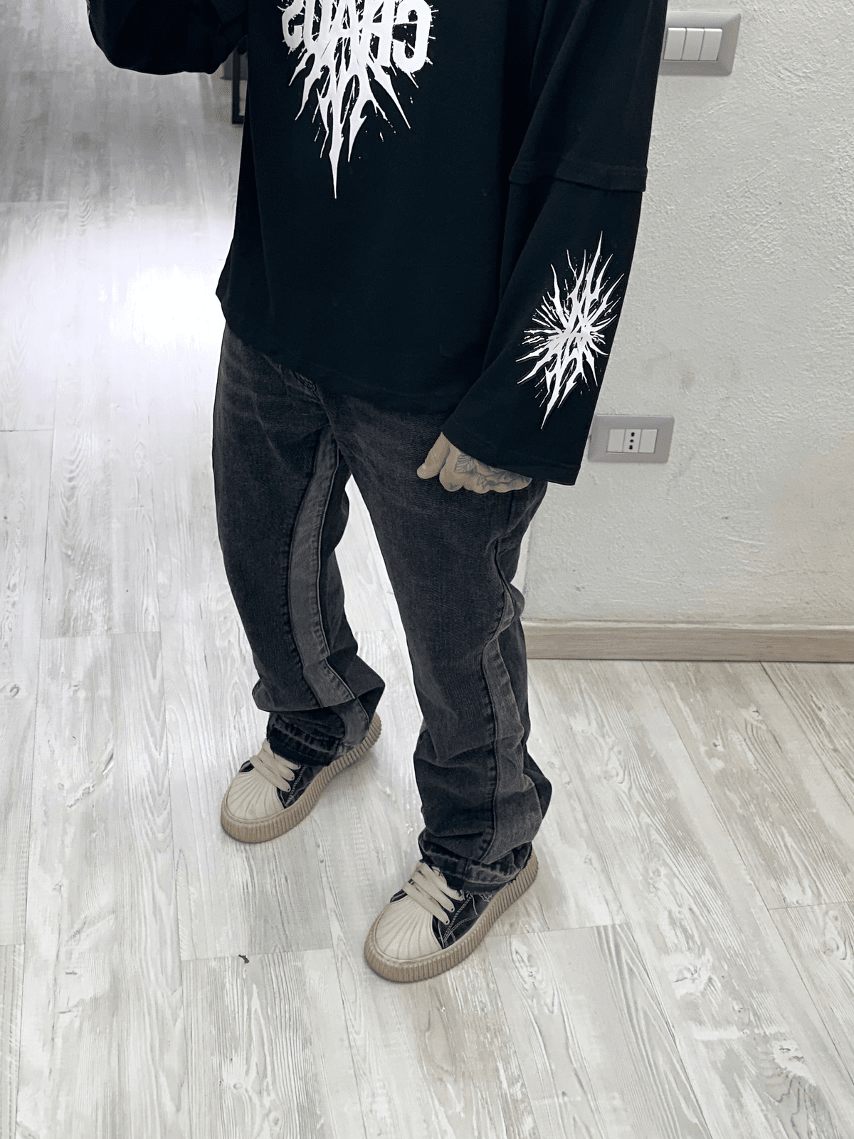 Denim flare double grey