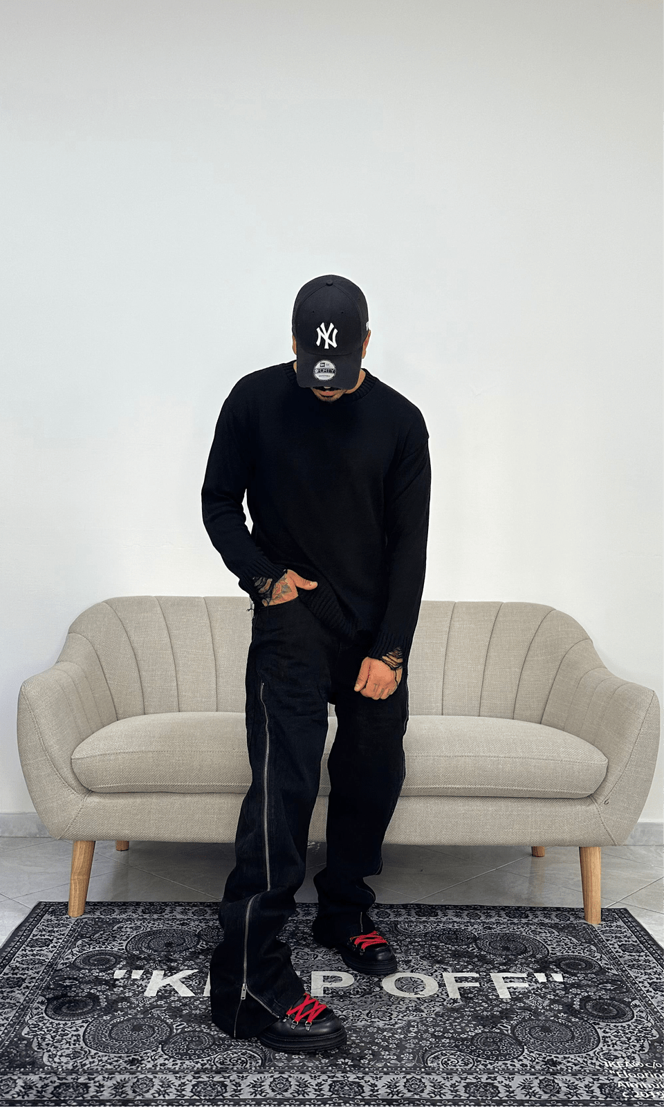 Maglioncino broken wash black