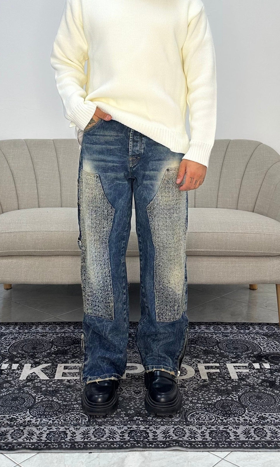 Denim flare carp zip blu sand