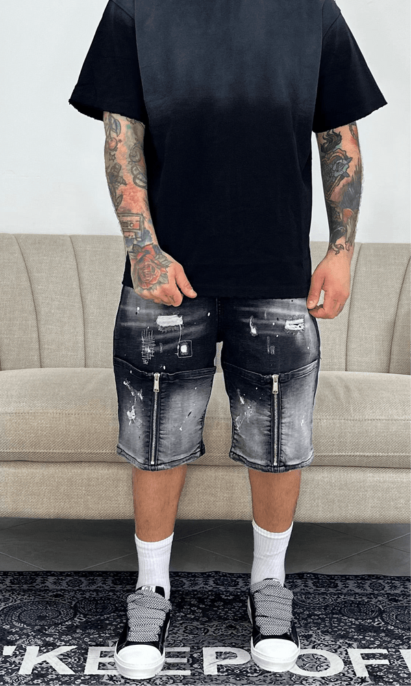 Shorts double zip black