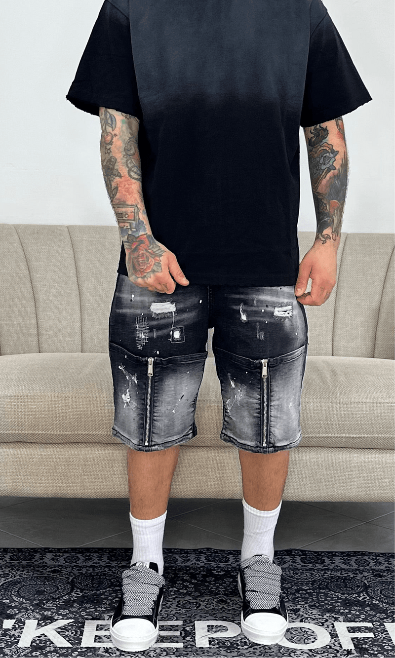 Shorts double zip black