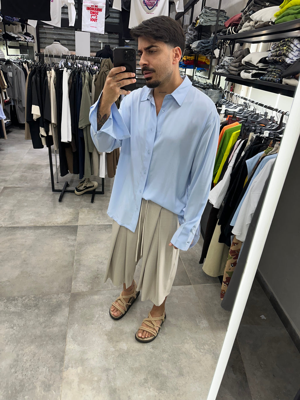 Camicia simil seta azul Tokyo