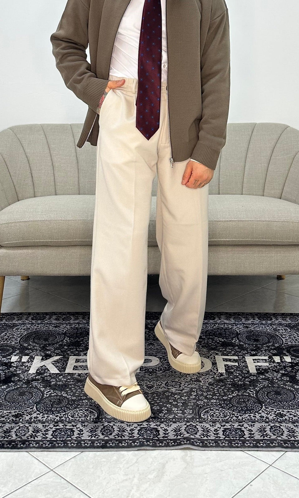 Pantaloni palazzo Osaka panna