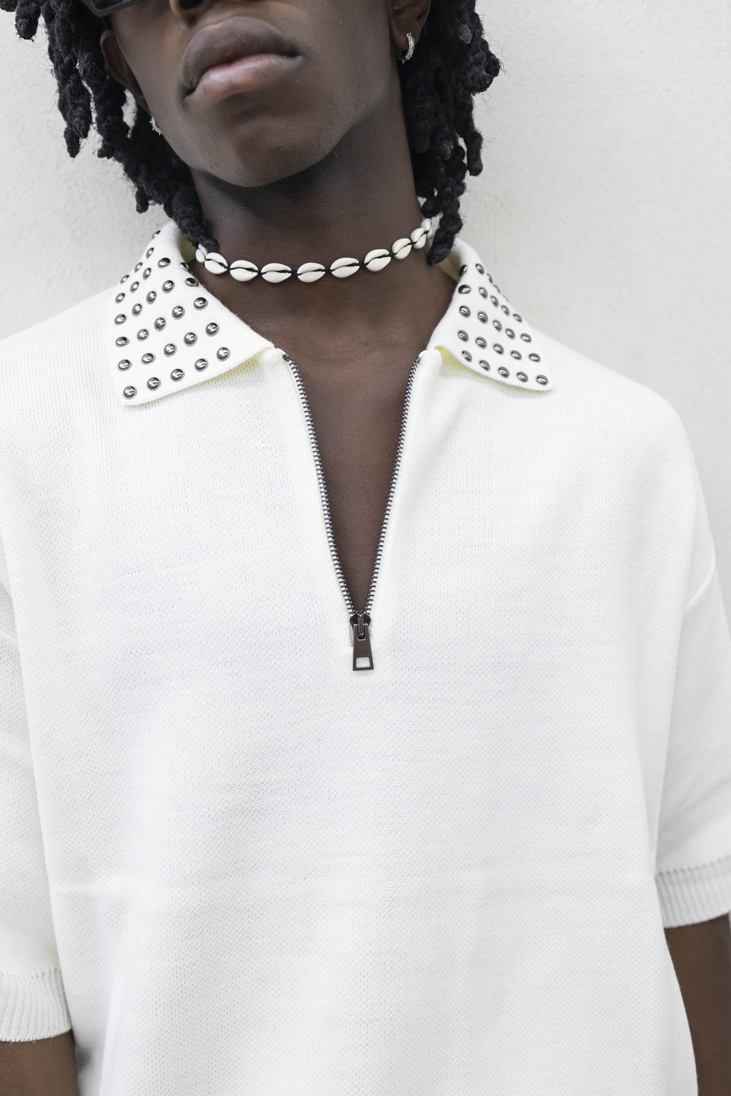 Polo Zip Borchie White Tokyo