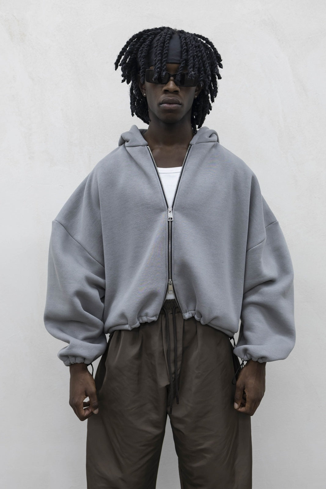 Felpa japan zip present day grey