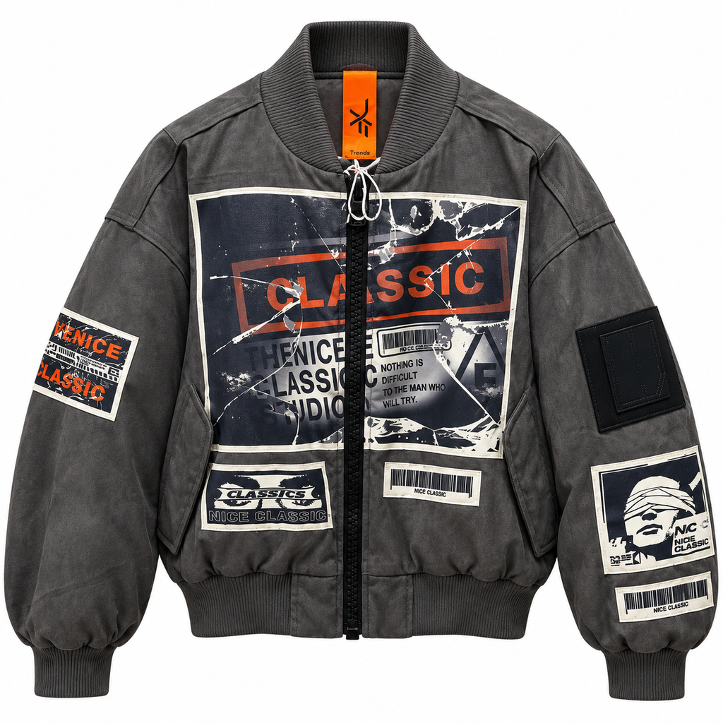 American bomber patch grey