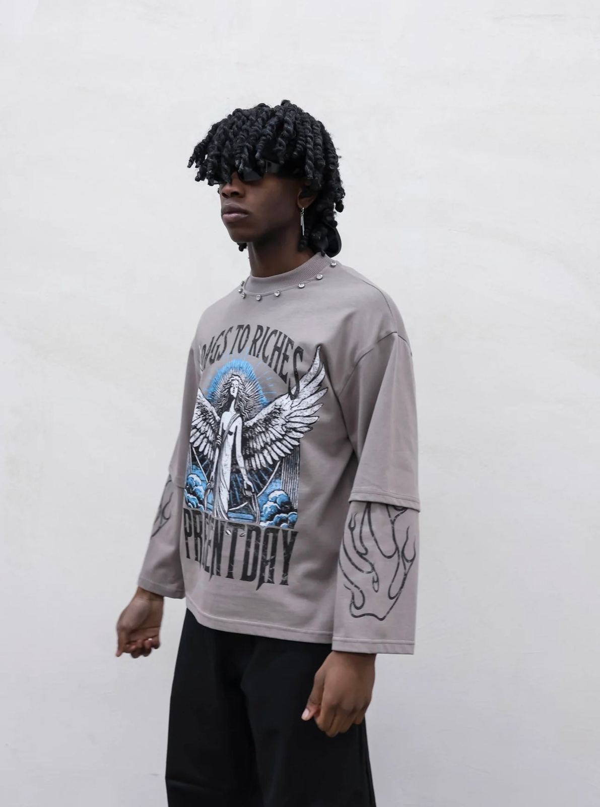 T-shirt long sleeve rags sabbia present day